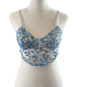 NWT Sexy Boho floral sheer crop top size S